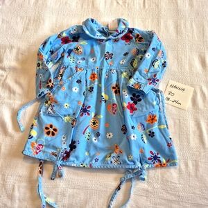 Hanna Andersson girls size 80 or 18-24 months blue flower corduroy dress VGUC